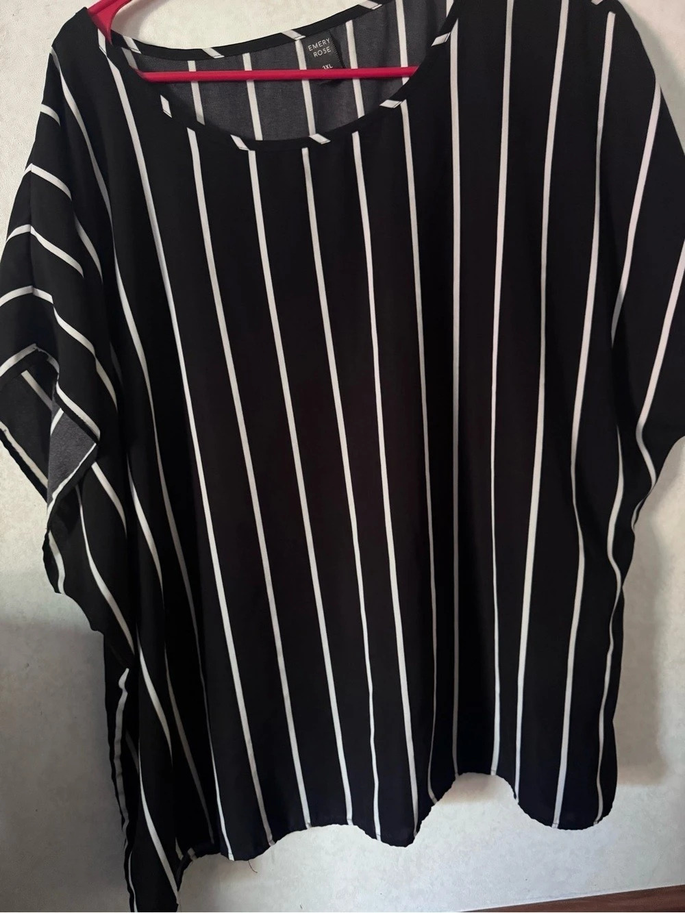 Emery Rose Striped Tunic in Black & White Size 3XL